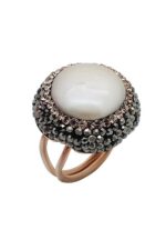 Akasya Serisi Beyaz İnci Doğal Taşlı El İşi Kadın Yüzük Ayarlanabilir Ölçü