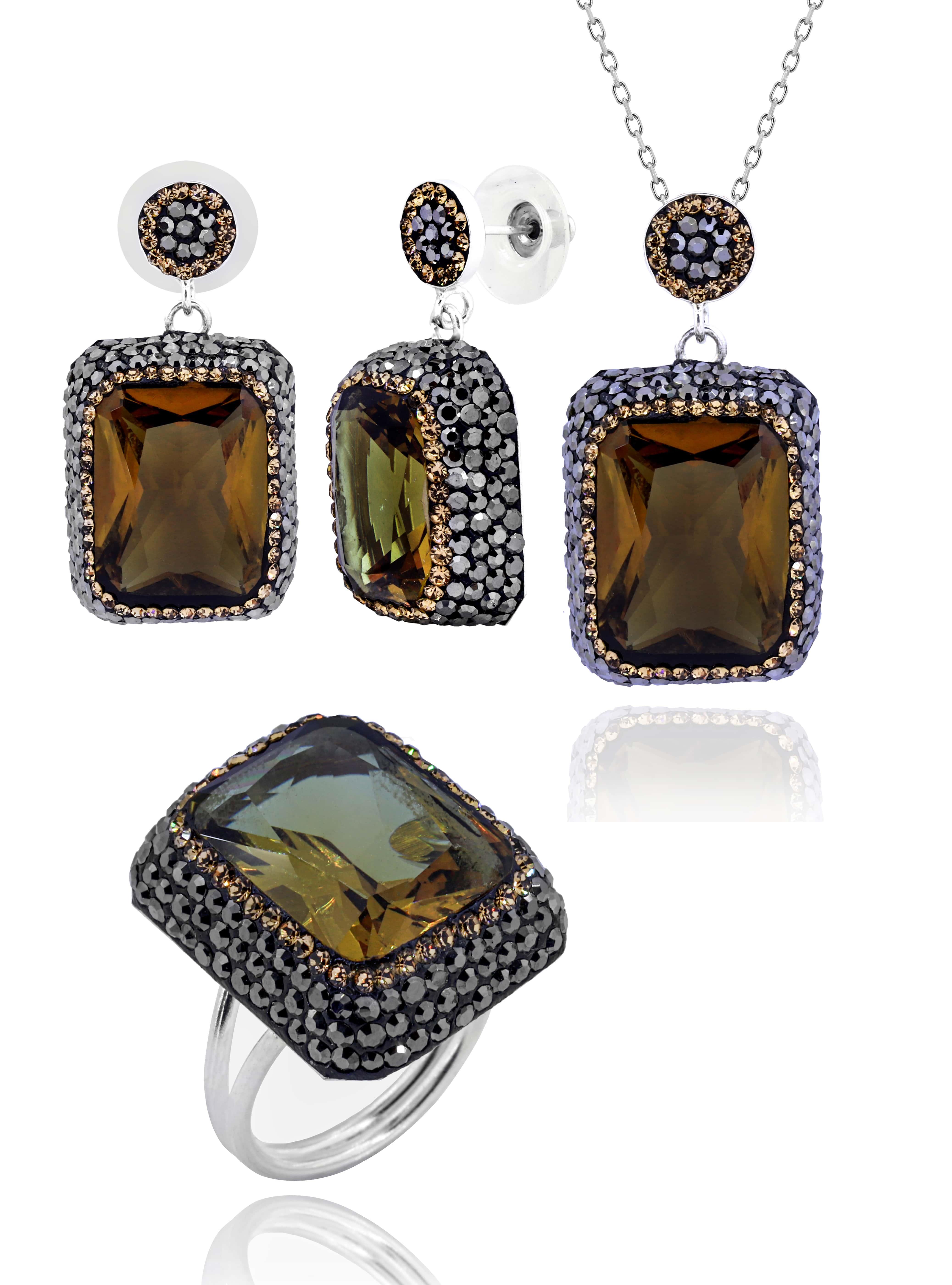 Akasya Serisi Doğal Taşlı Zultanit Kadın Üçlü Set Ayarlanabilir Ölçü