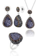 Akasya Serisi Damla Doğal Taşlı Durzy Doğal Taşlı Kadın Üçlü Set Ayarlanabilir Ölçü