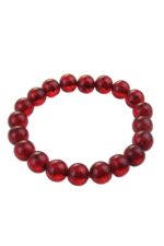 Kırmızı Çay Parçacıklı Fosil Görünümlü Pres Toz Sıkma Kehribar Bileklik Unisex Elastik