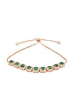 Yeşil Yeşim Kare Taşlı Asansörlü Bayan Gümüş Bileklik