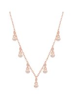 Beyaz Taş Sallantılı Rose 925 Ayar Gümüş Kolye