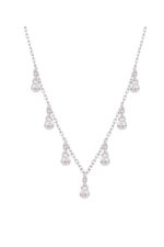 Beyaz Taş Sallantılı Rose 925 Ayar Gümüş Kolye