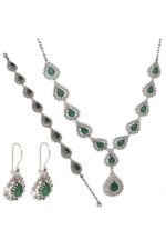 Miras Serisi Telkari Kök Zümrüt Gerdanlık Gümüş Set Takı