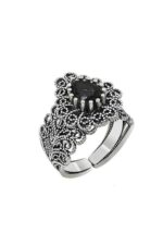 Miras Serisi Gümüş Kırmızı Renkli Lal Taşlı Damla Kadin Yüzük Ayarlanabilir Ölçülü