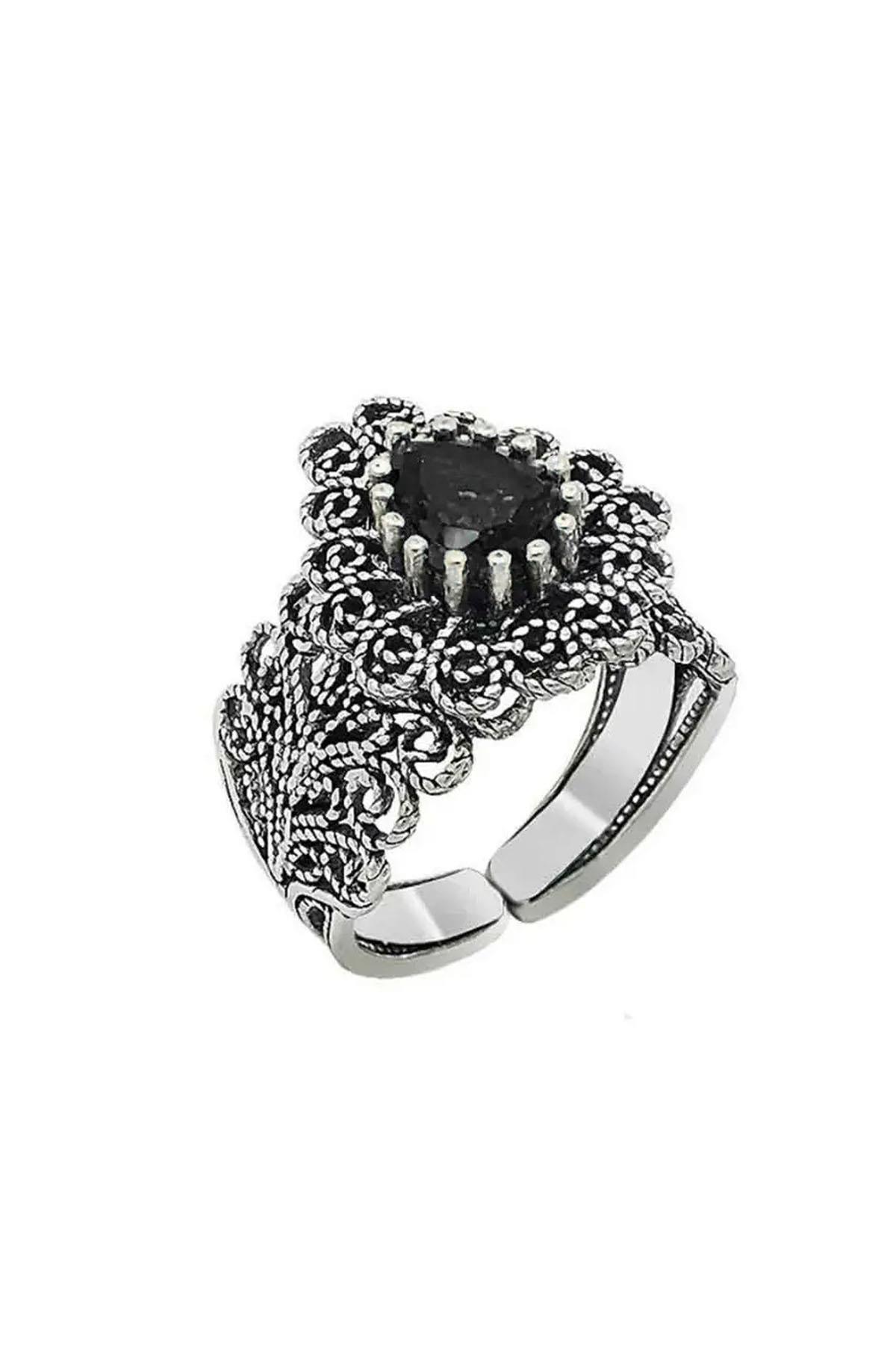 Miras Serisi Gümüş Kırmızı Renkli Lal Taşlı Damla Kadin Yüzük Ayarlanabilir Ölçülü