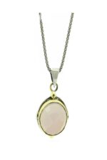 Gümüş Pembe Kuvars Taşlı Bayan Kolye