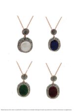 Akasya Serisi Mor Ametist Doğal Taşlı Gümüş Kadın Kolye Midyat Gümüş