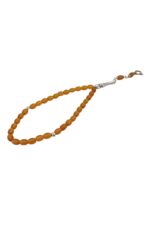 Kahve Renkli Bilek Boy Maskot Cam Tesbih Esnek İpli Süs Tesbihi Metal Püsküllü