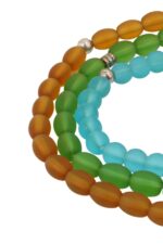 Kahve Renkli Bilek Boy Maskot Cam Tesbih Esnek İpli Süs Tesbihi Metal Püsküllü