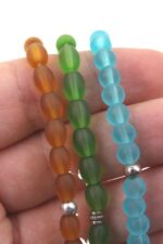 Kahve Renkli Bilek Boy Maskot Cam Tesbih Esnek İpli Süs Tesbihi Metal Püsküllü