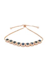 Mavi Safir Kare Taşlı Asansörlü Bayan Gümüş Bileklik