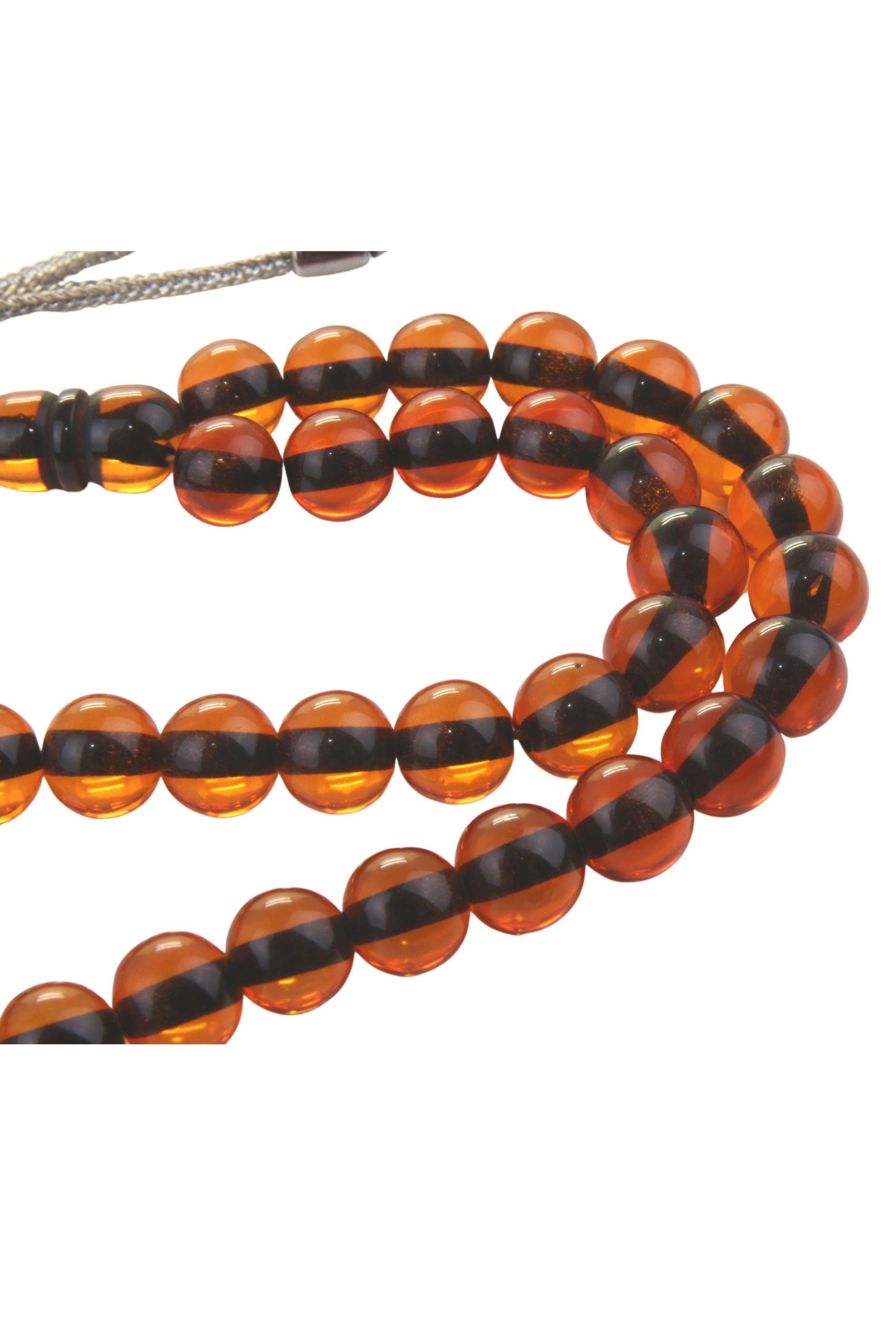 Toz Kehribar Tesbih Yuvarlak Küre İp Yolu Boyalı Sürmeli Kesim Kırmızı Renkli Metal Püsküllü