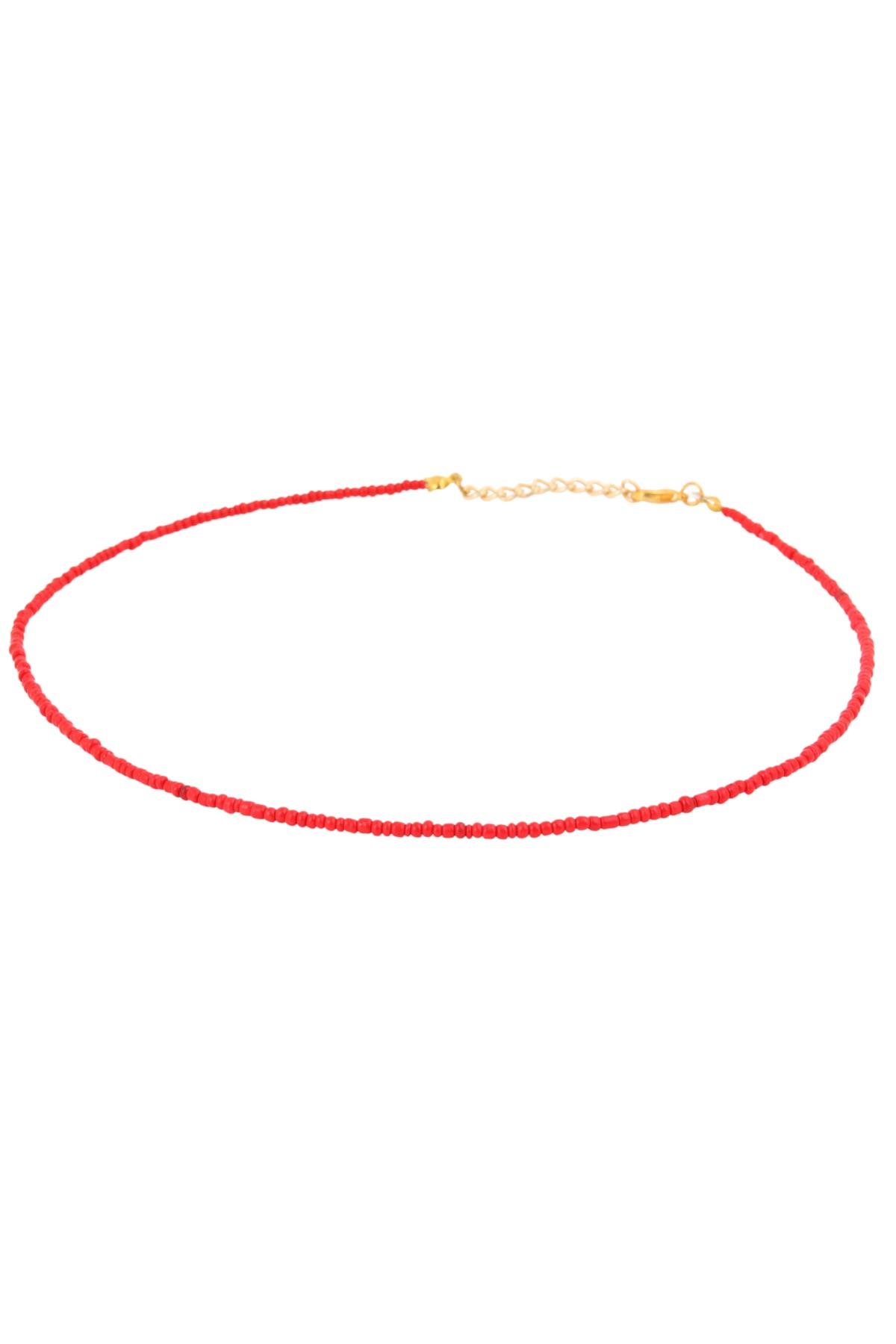 Renk Seçenekli Kum Boncuk Taşlı Renkli Kolye Uzatma Zincirli 40+5