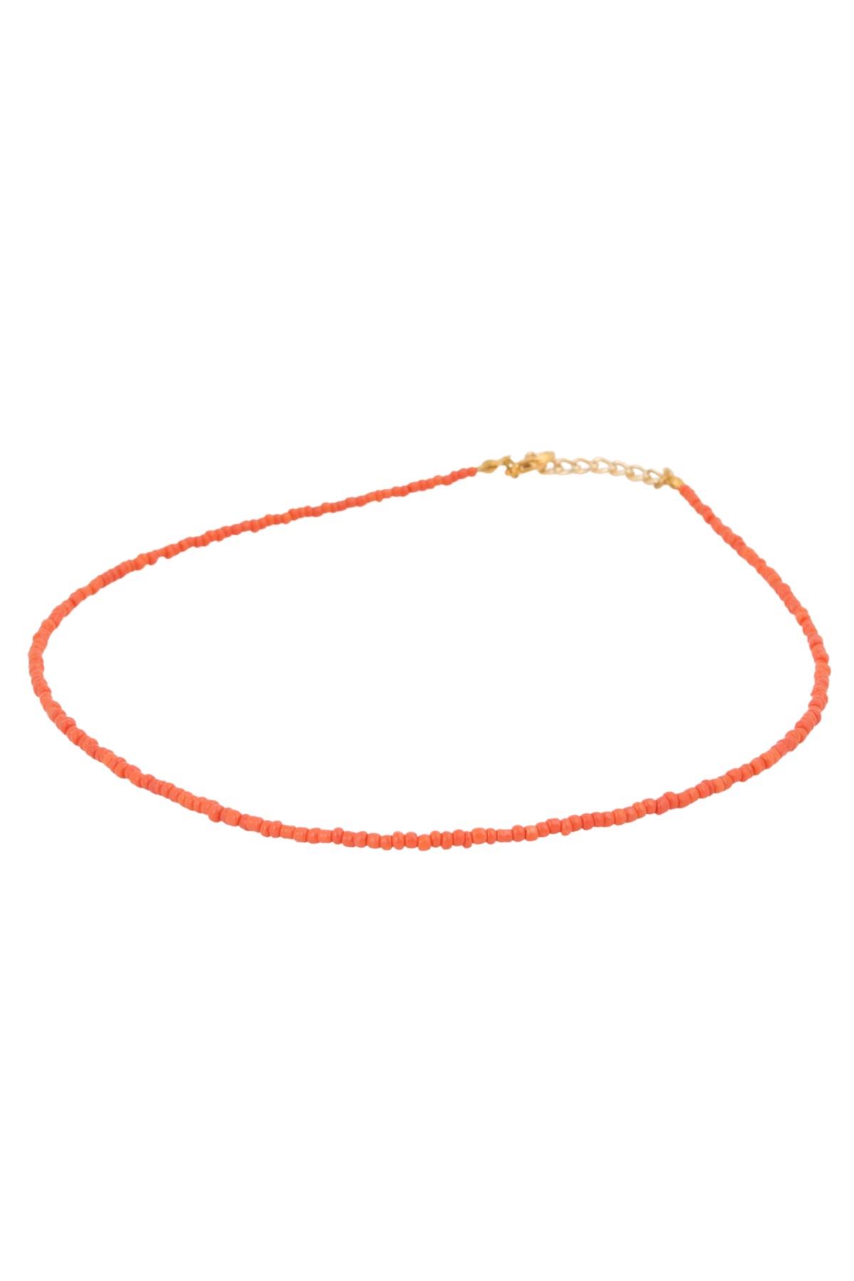 Renk Seçenekli Kum Boncuk Taşlı Renkli Kolye Uzatma Zincirli 40+5