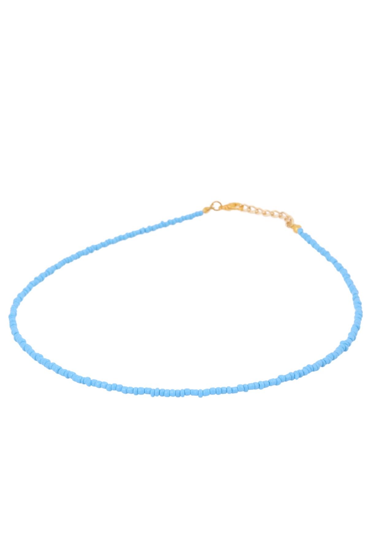 Renk Seçenekli Kum Boncuk Taşlı Renkli Kolye Uzatma Zincirli 40+5