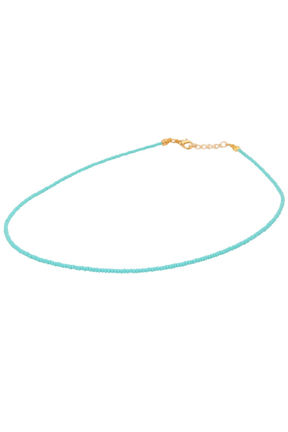 Renk Seçenekli Kum Boncuk Taşlı Renkli Kolye Uzatma Zincirli 40+5