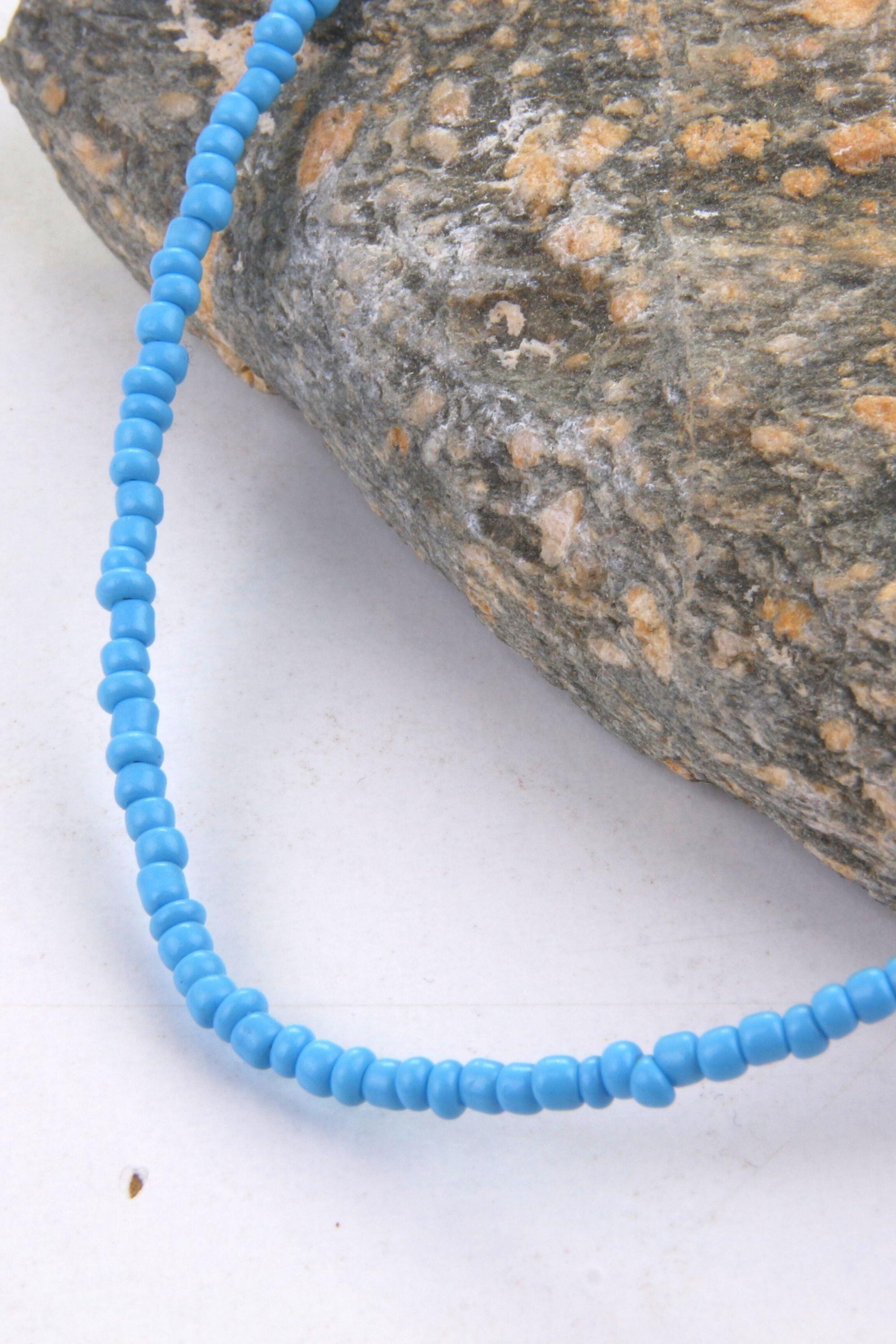 Renk Seçenekli Kum Boncuk Taşlı Renkli Kolye Uzatma Zincirli 40+5