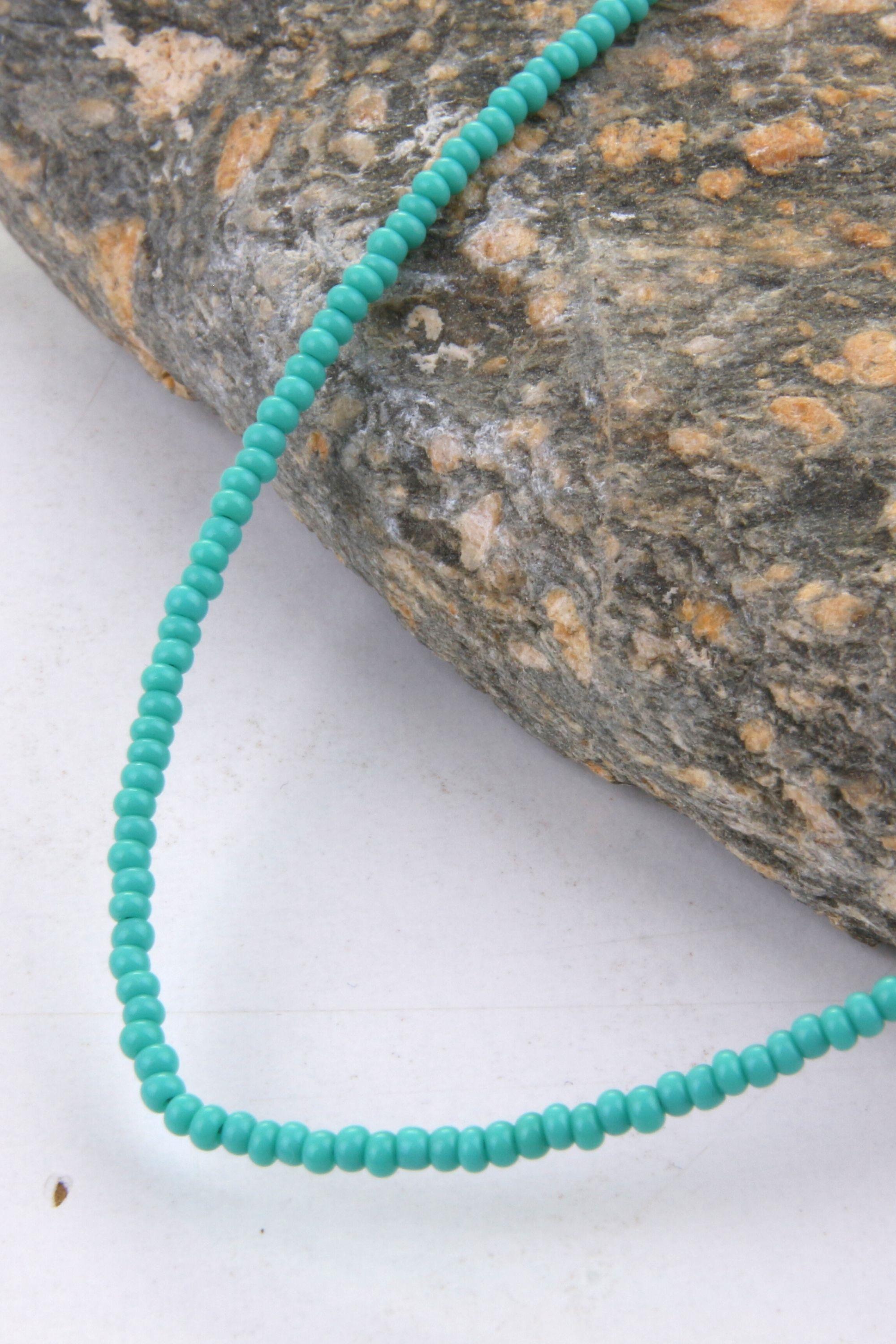 Renk Seçenekli Kum Boncuk Taşlı Renkli Kolye Uzatma Zincirli 40+5