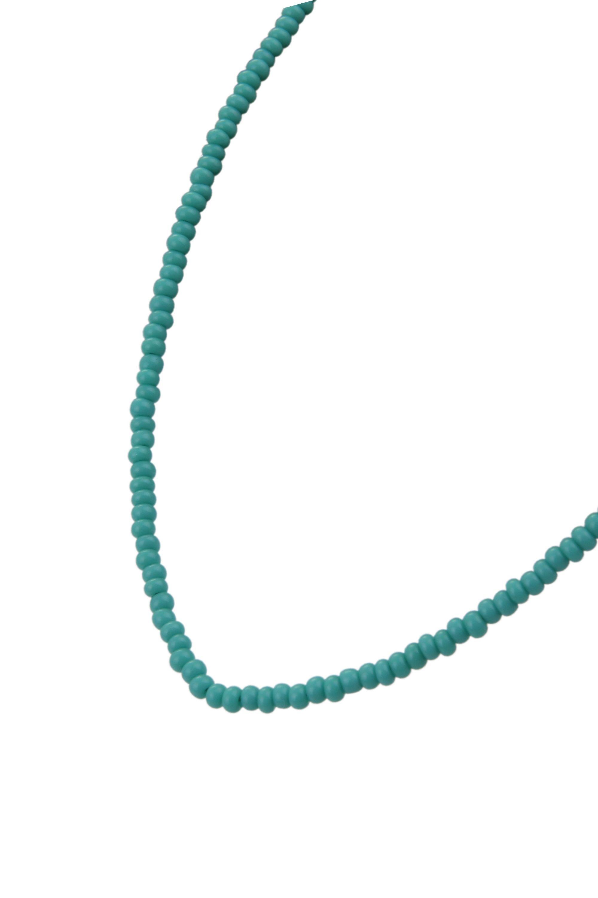 Renk Seçenekli Kum Boncuk Taşlı Renkli Kolye Uzatma Zincirli 40+5