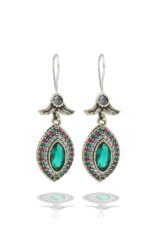 Midyat Serisi Açık Renkli Mavi Akuamarin Taşlı Gümüş Kadın Otantik Küpe