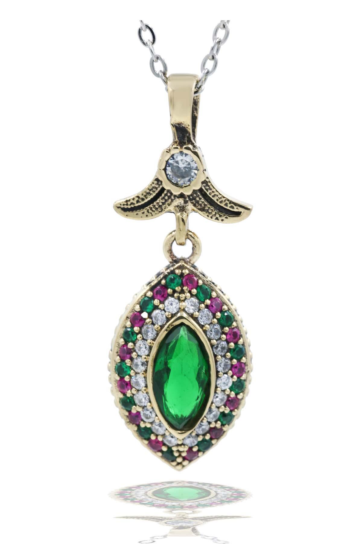 Midyat Serisi Yeşil Renkli Yeşim Taşlı Otantik Gümüş Üçlü Kadın Seti