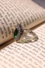 Midyat Serisi Yeşil Renkli Yeşim Taşlı Ayarlanabilir Otantik Yüzük