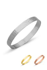 El İşi Dövme 925 Ayar Gümüş Kaplama Bakır Bayan Bilezik - 3 Renk Seçeneği Ayarlanabilir Ölçülü