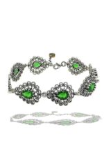 Miras Serisi Telkari Gümüş Yeşim Taşlı Bayan Bileklik