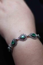 Miras Serisi Telkari Gümüş Yeşim Taşlı Bayan Bileklik