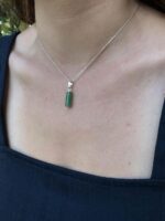 Doğal Zümrüt Taşlı Bayan Kolye