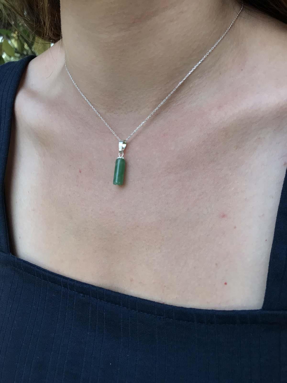 Doğal Zümrüt Taşlı Bayan Kolye