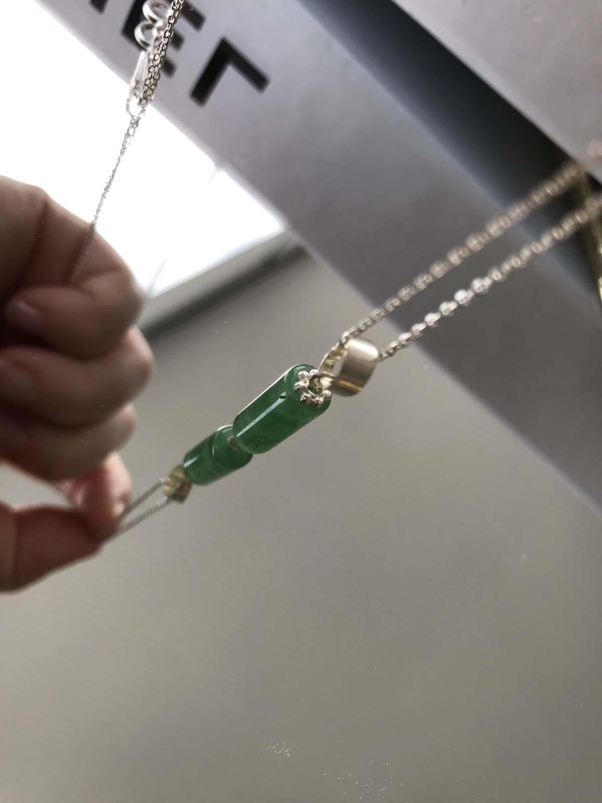 Doğal Zümrüt Taşlı Bayan Kolye