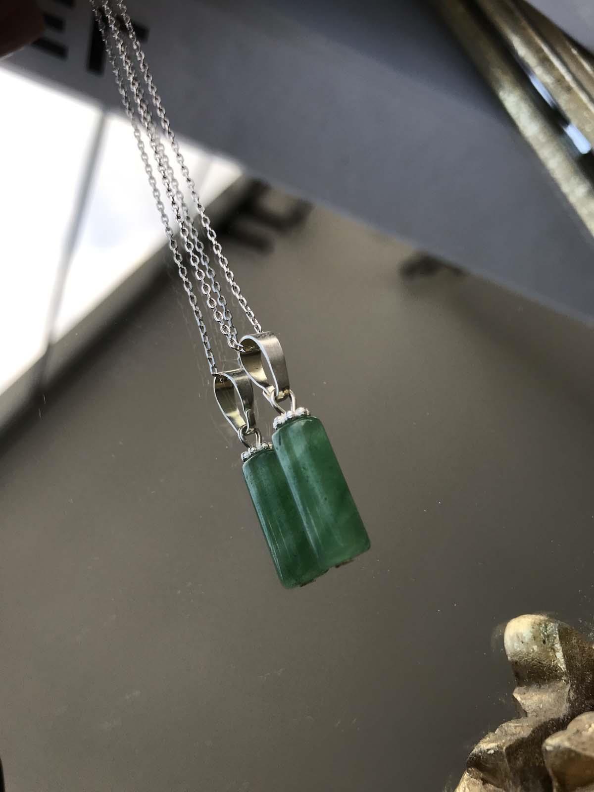 Doğal Zümrüt Taşlı Bayan Kolye