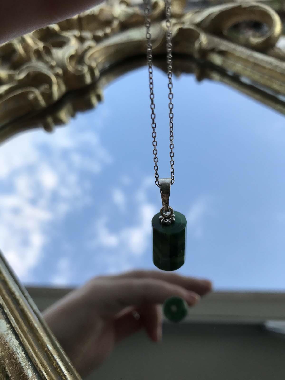 Doğal Zümrüt Taşlı Bayan Kolye