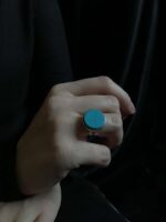 Mavi Renkli Firuze Turkuaz Taşlı Yuvarlak Otantik Ayarlanabilir Yüzük