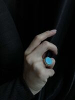 Mavi Renkli Firuze Turkuaz Taşlı Yuvarlak Otantik Ayarlanabilir Yüzük