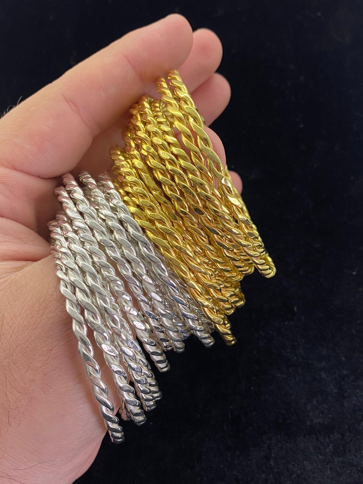 22 Ayar Altın Kaplama 925 Ayar Gümüş Burma Bilezik