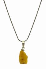 Doğal Kehribar Taşlı Formsuz Bayan Kolye