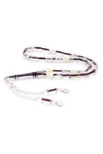 Kapsül Kesim Beyaz Şeffaf İp Yolları Eskitme Akrilik Döküm Tesbih Metal Püsküllü Kehribar Benzetme