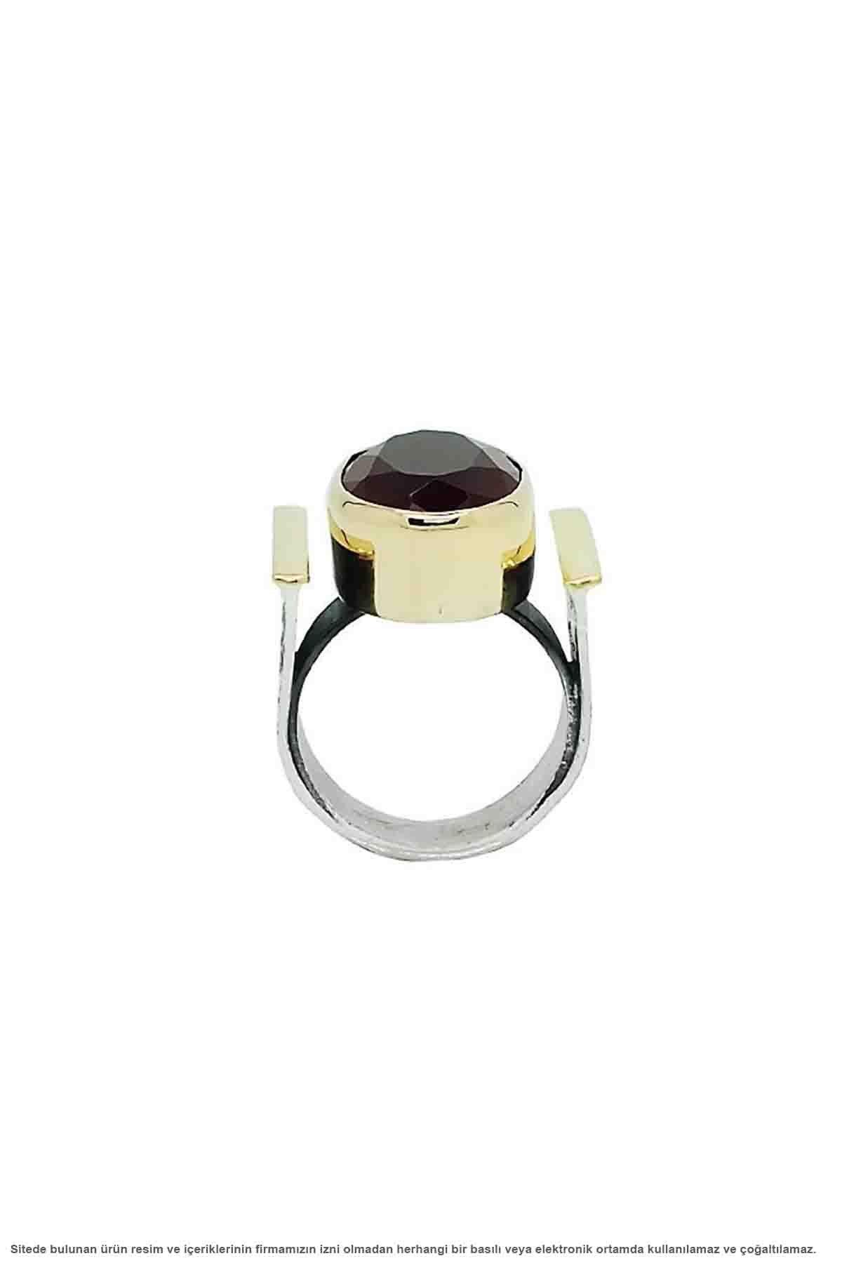 Mor Ametist Taşlı Gümüş Otantik Bayan Yüzük 101 Serisi Mardin Midyat Gümüş