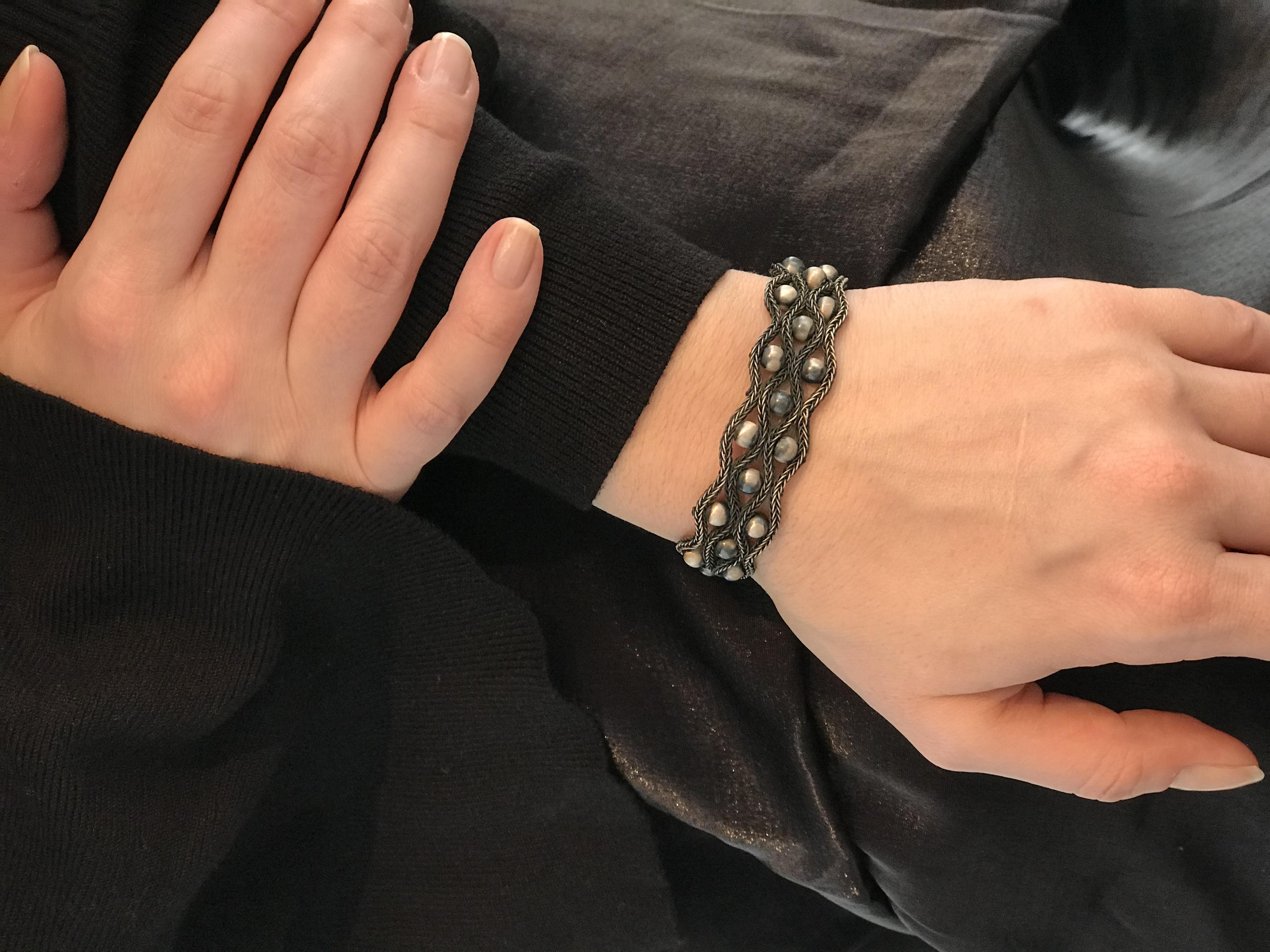 Trabzon Hasırı El işi Örme Kazaziye Gümüş Kadın Bileklik