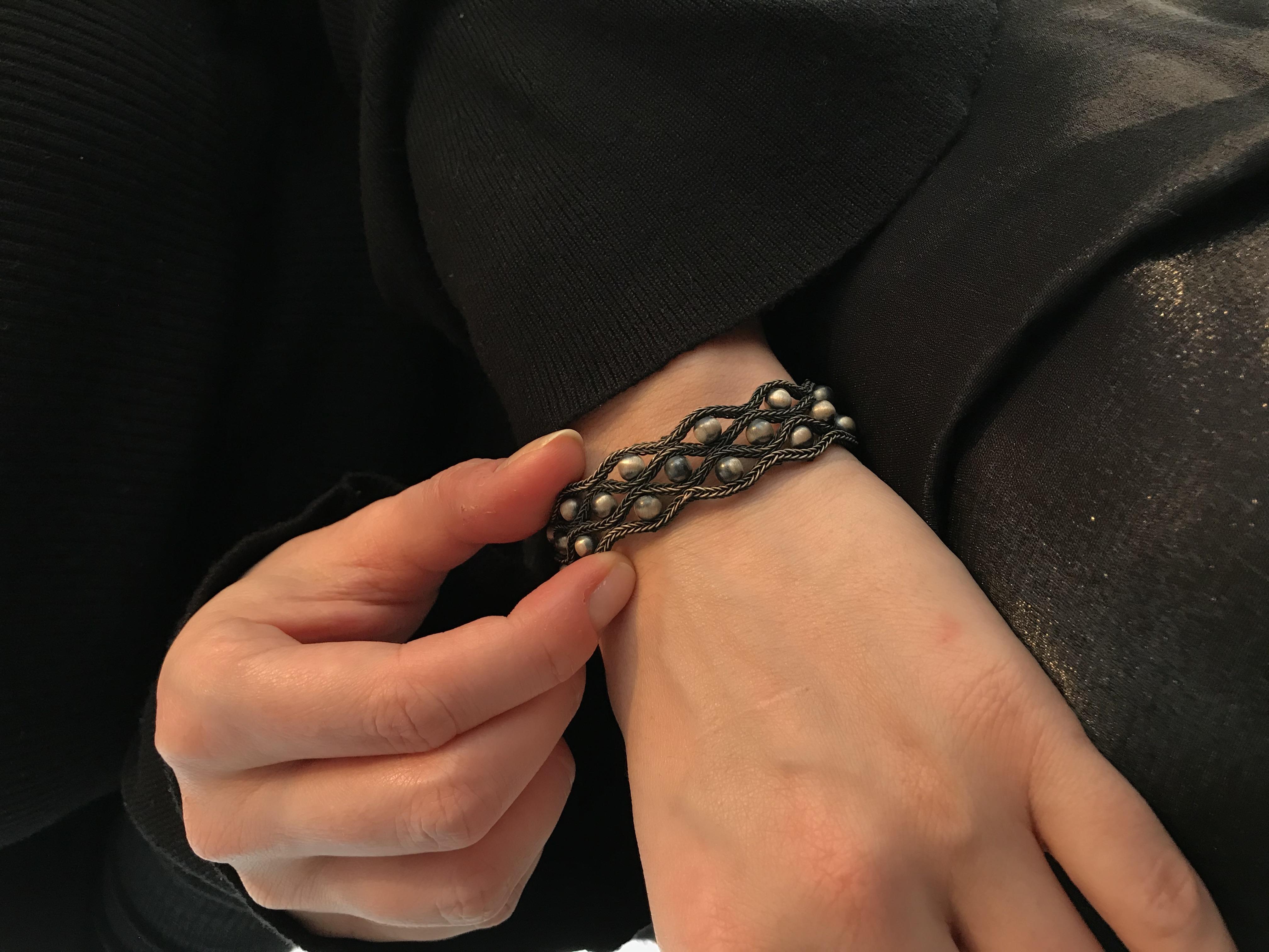 Trabzon Hasırı El işi Örme Kazaziye Gümüş Kadın Bileklik