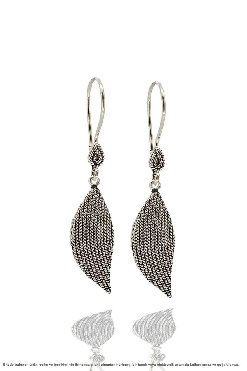 Yaprak Motifli El İşi Gümüş Telkari Üçlü Set Takı Midyat