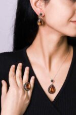 Akasya Serisi Damla Doğal Taşlı Zultanit Doğal Taşlı Kadın Üçlü Set Ayarlanabilir Ölçü