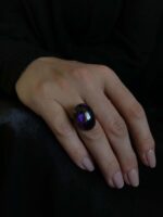 Asya Serisi Doğal Taşlı Mor Ametist Taşı Bayan Otantik Gümüş Yüzük 925 Ayar Ayarlanabilir Ölçülü