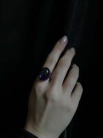 Asya Serisi Doğal Taşlı Mor Ametist Taşı Bayan Otantik Gümüş Yüzük 925 Ayar Ayarlanabilir Ölçülü