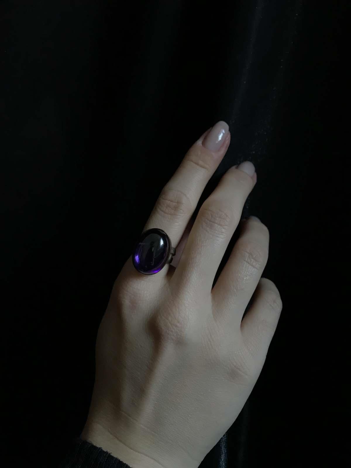 Asya Serisi Doğal Taşlı Mor Ametist Taşı Bayan Otantik Gümüş Yüzük 925 Ayar Ayarlanabilir Ölçülü