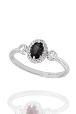 Minera Serisi 925 Ayar Gümüş Siyah Oniks Zirkon Taşlı Oval Yüzük