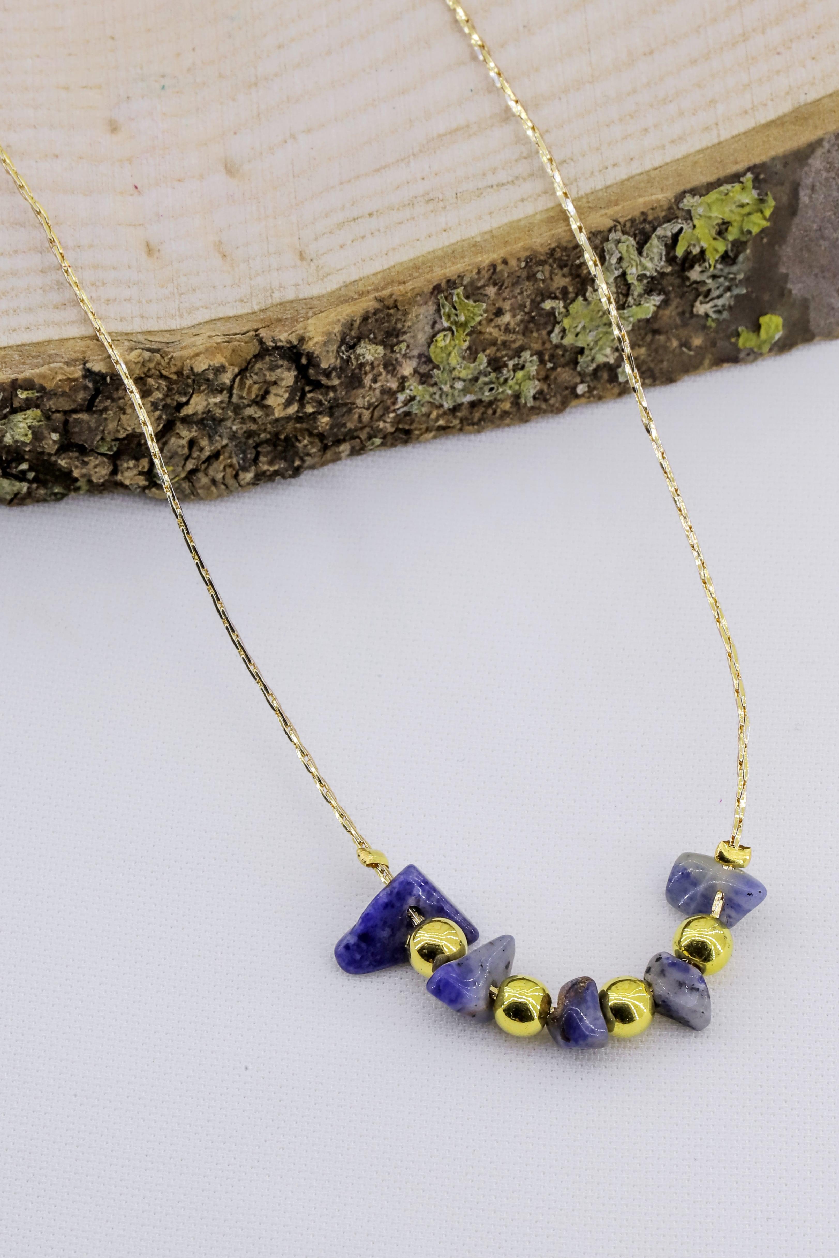 Kırık Taşlar Serisi Doğaltaşlı Mix Kadın Genç Kız Kolyesi Modeli